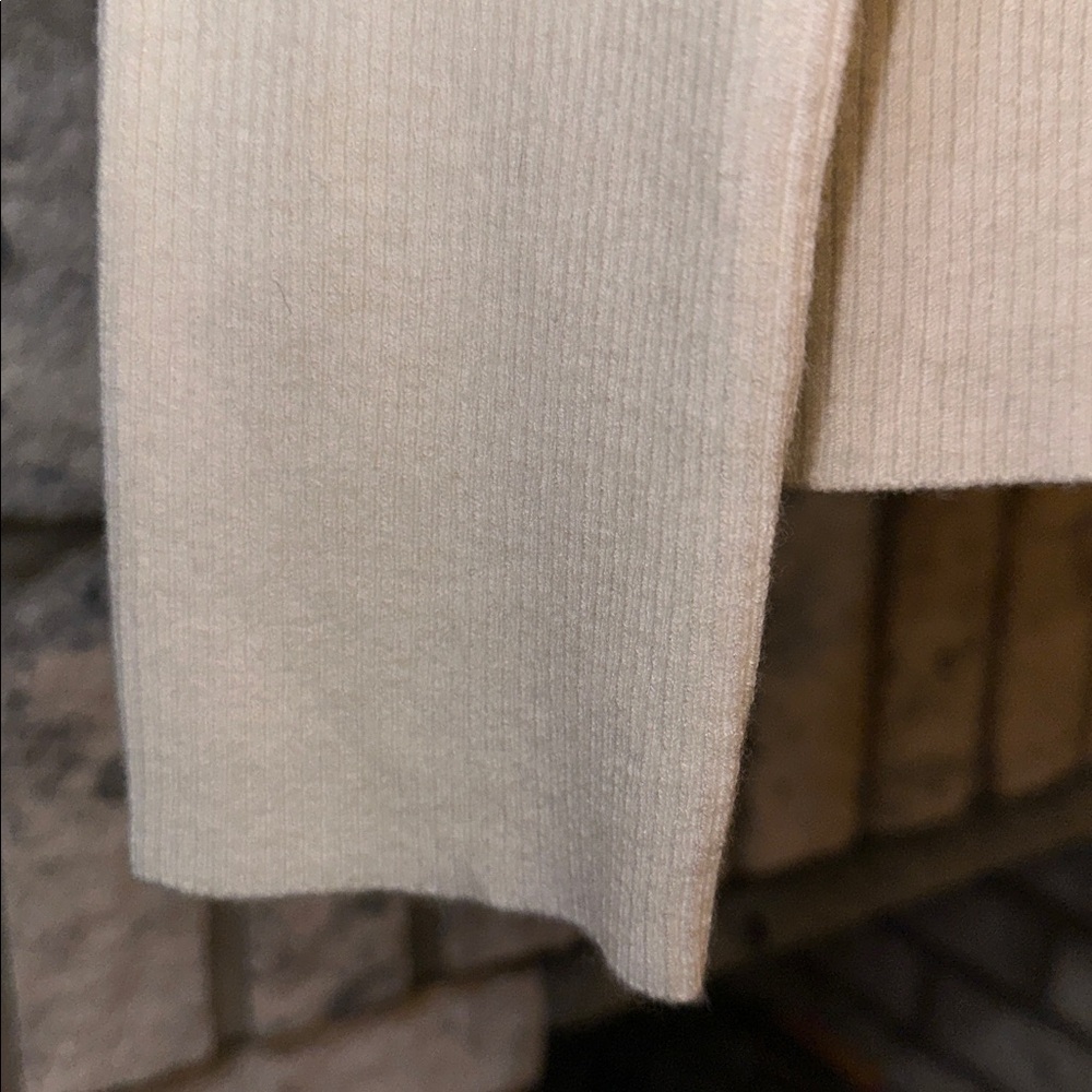 Mango XL Ivory Fine Knit Ribbed Mock Neck Mini Button Front Wool Blend Cardigan - Picture 13 of 16